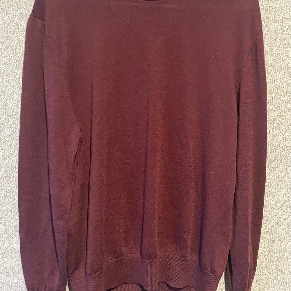 HM Mens Regular Fit Crewneck Sweater Burgundy Maroon Knit Pullover Size Medium